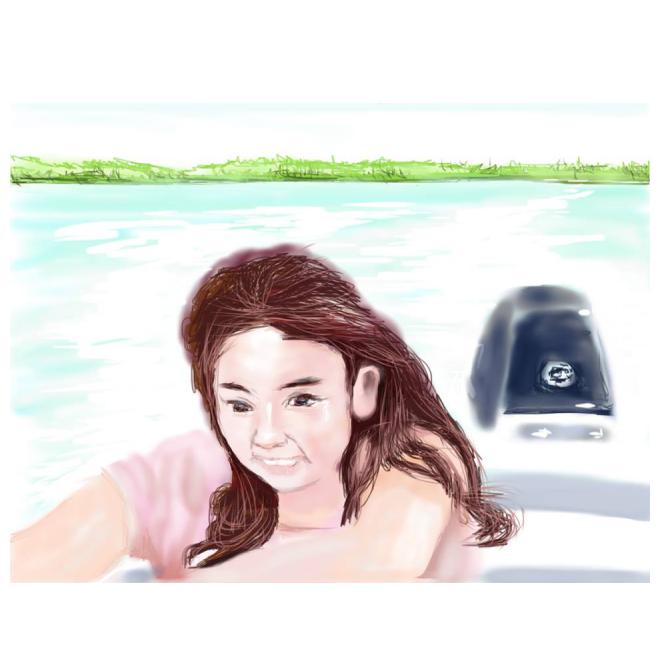 Granddaughter on the boaut